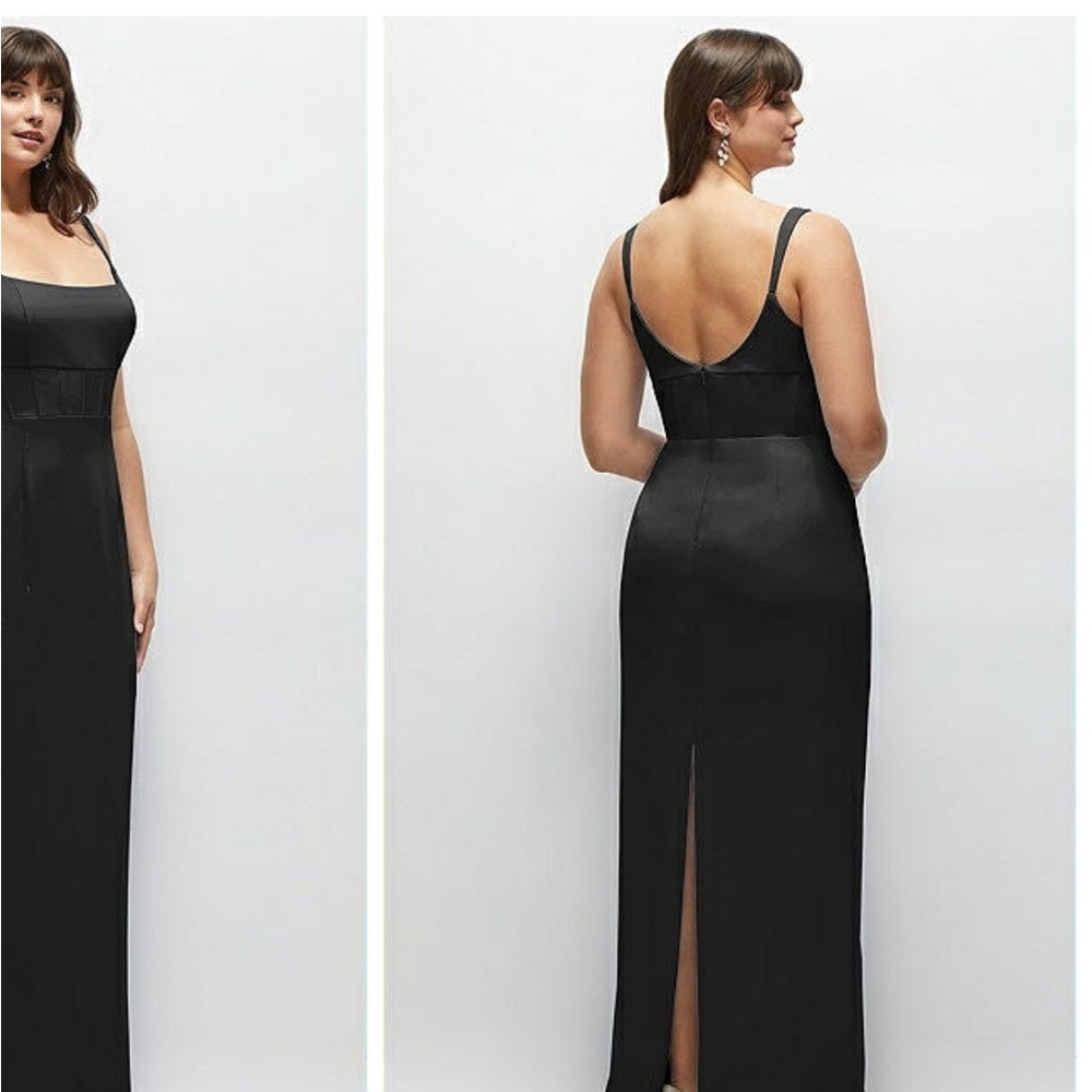 NWT Dessy Group Corset Midriff Crepe Column Gown - Picture 3 of 6